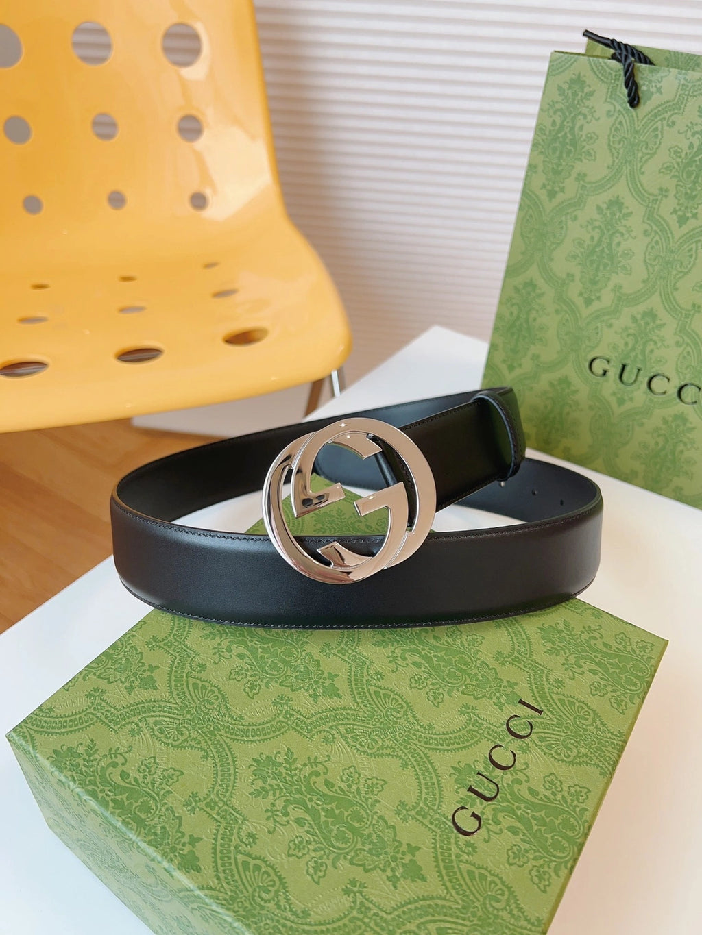 Thắt lưng da nam Gucci Interlocking G cao cấp - Hình 4
