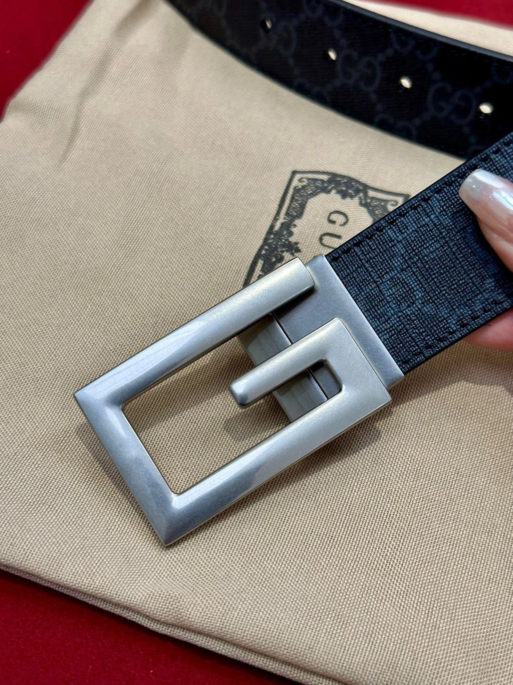 Premium Leather Belt with Silver Buckle - Hình 4