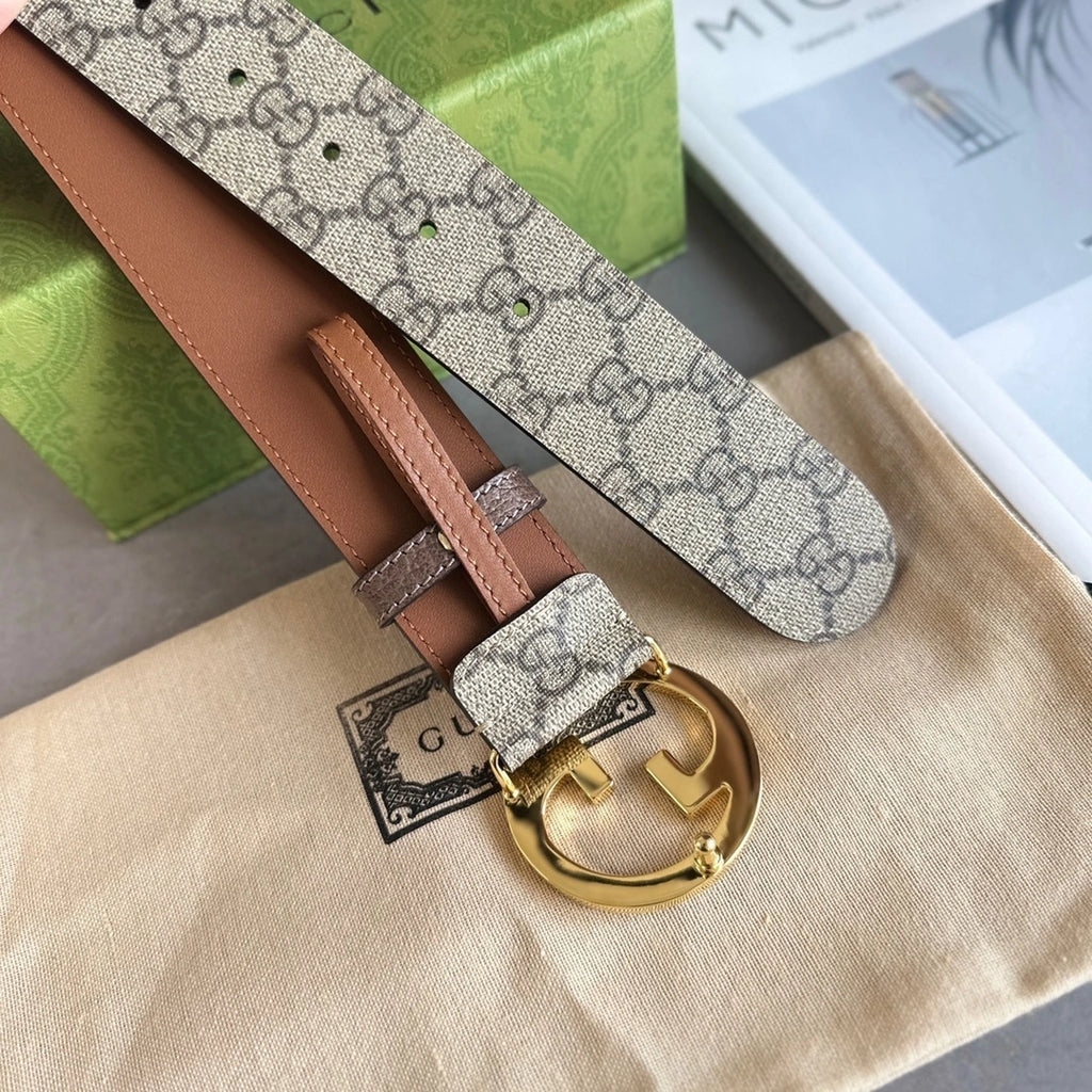 Gucci Blondie Belt with Gold G Buckle - Hình 2