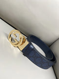 Premium Black Leather Belt with Gold Buckle and Charm