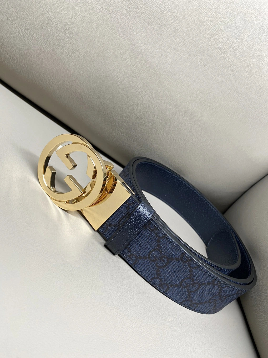 Premium Black Leather Belt with Gold Buckle and Charm
