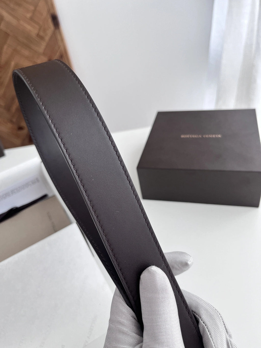 Premium Leather Belt with Silver Buckle - Hình 4