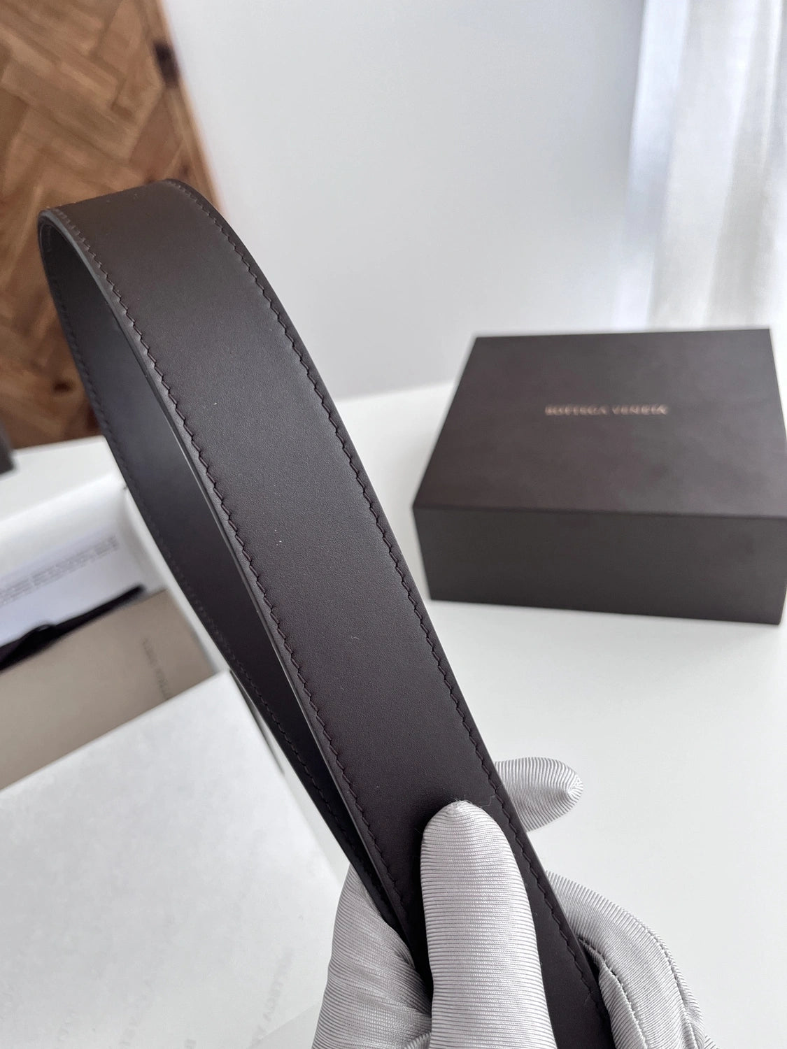 Premium Leather Belt with Silver Buckle - Hình 4