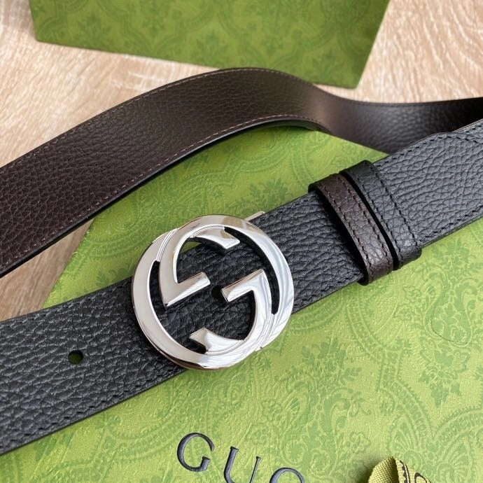 Gucci Leather Belt with GG Buckle - Hình 4