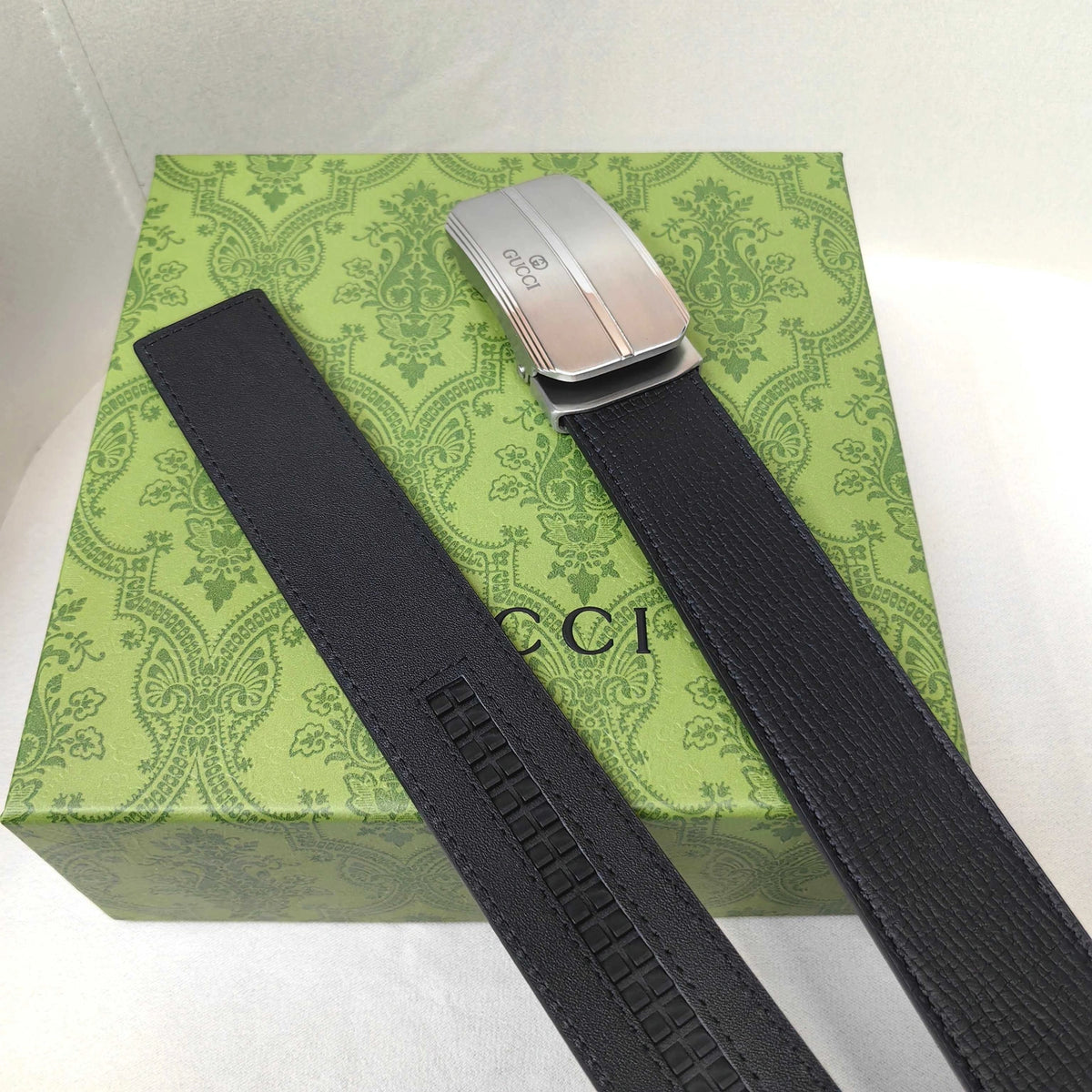Thắt lưng da Gucci khóa trượt cao cấp màu đen - Hình 4