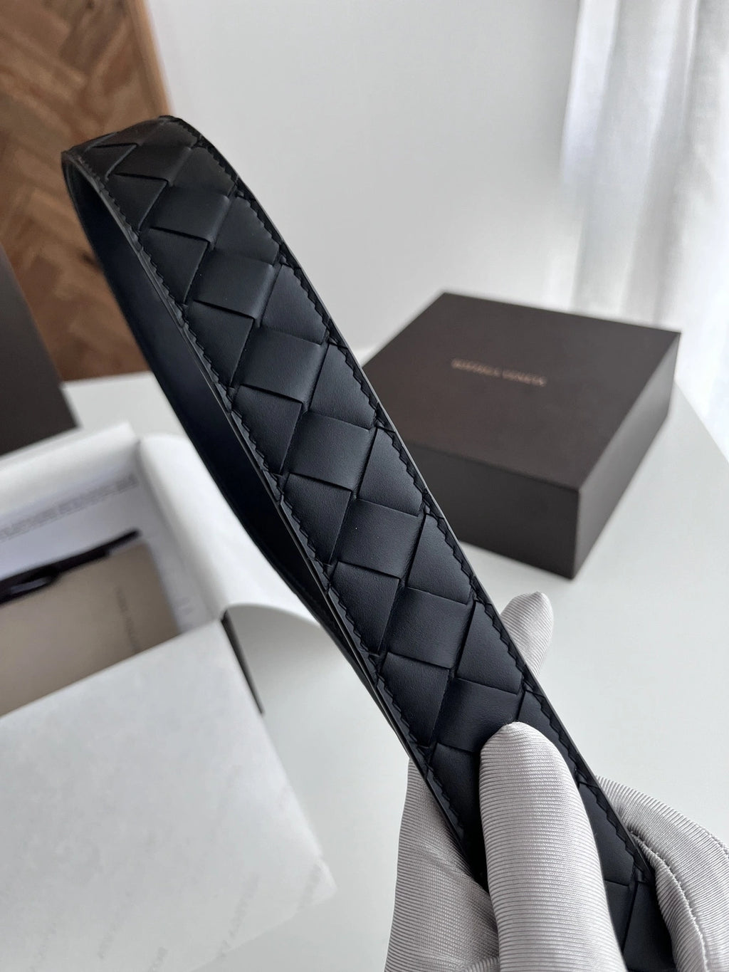 Premium Woven Leather Belt with Silver Buckle - Hình 4