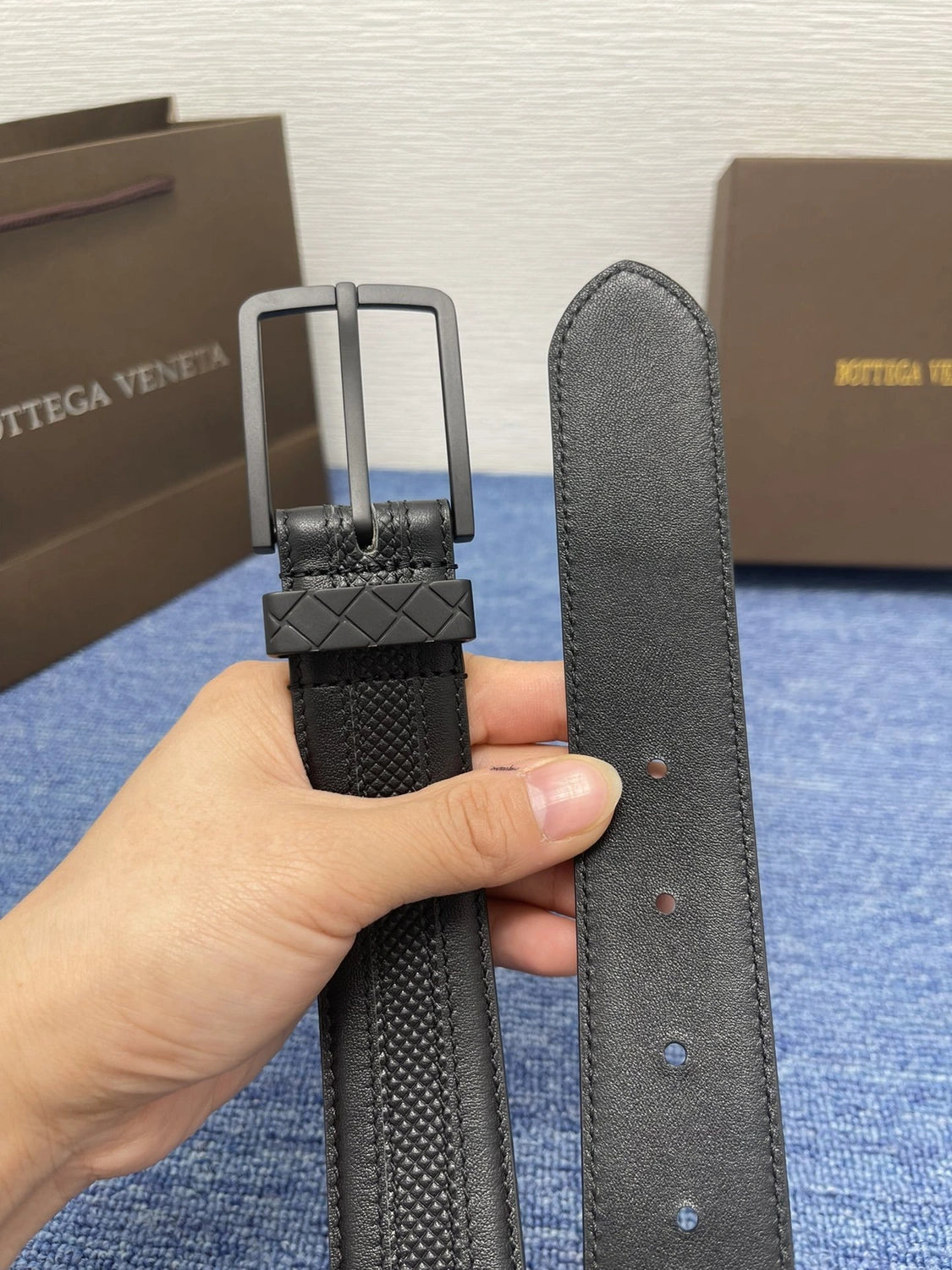 Premium Black Leather Belt - Hình 5