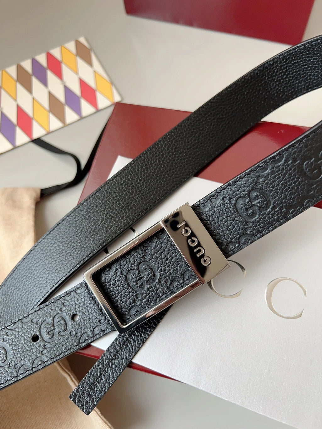 Gucci Premium Leather Belt with Silver Buckle - Hình 5