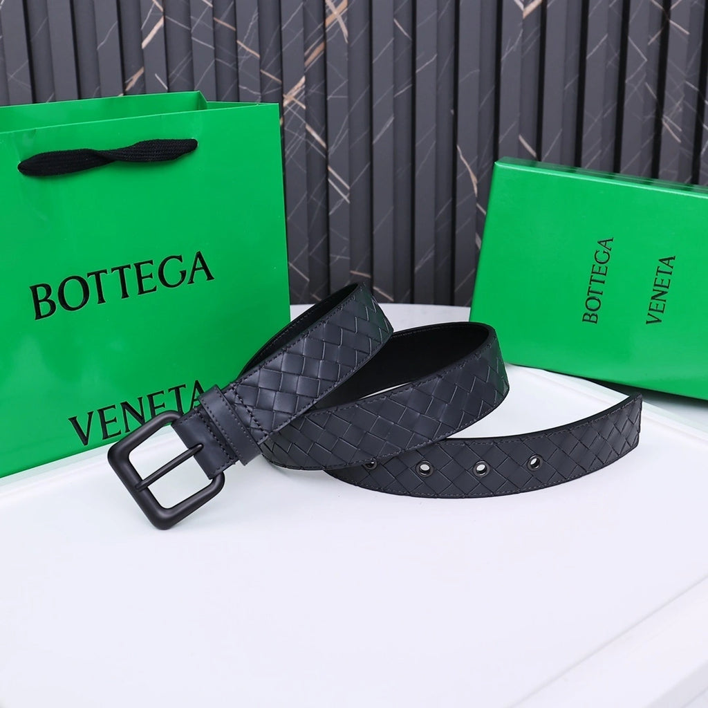 Bottega Veneta Black Woven Leather Belt - Hình 5