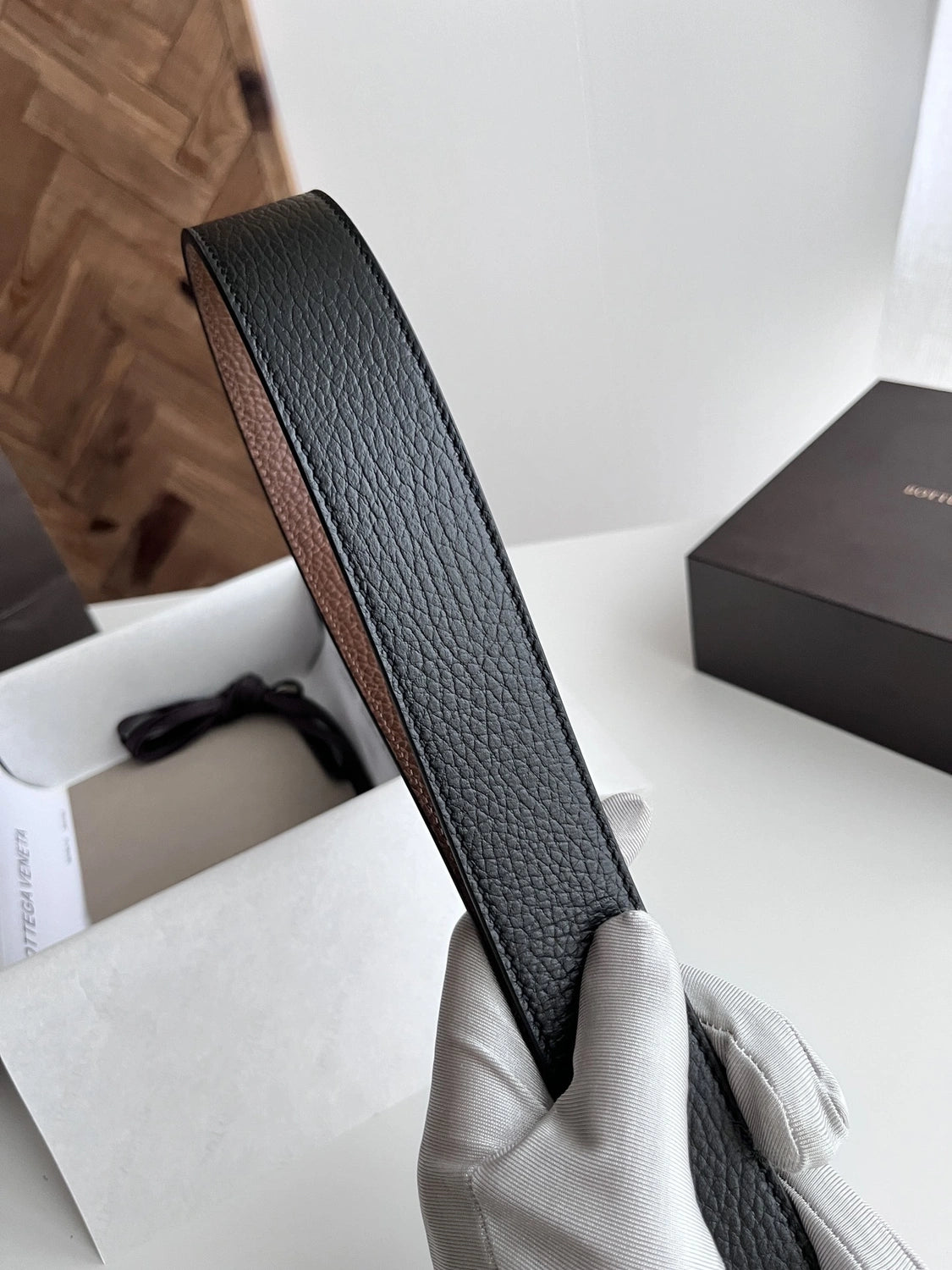 Premium Black Leather Belt with Matte Black Buckle - Hình 5