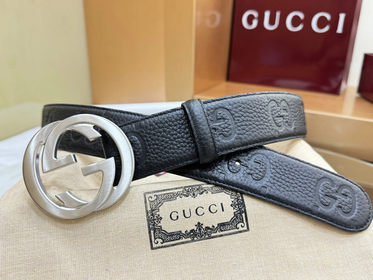 Gucci Premium Leather Belt with Interlocking G Buckle - Hình 5