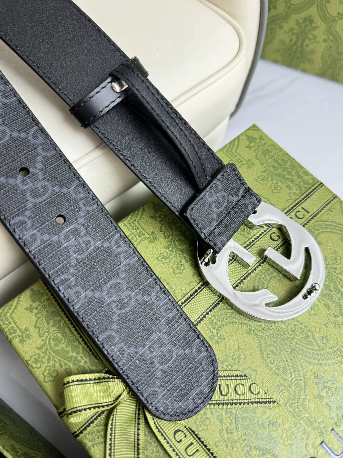 Gucci Premium Quality Belt with Silver Buckle - Hình 5