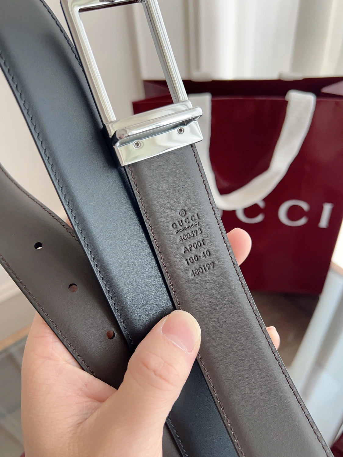 Gucci Premium Leather Belt with iconic buckle - Hình 5