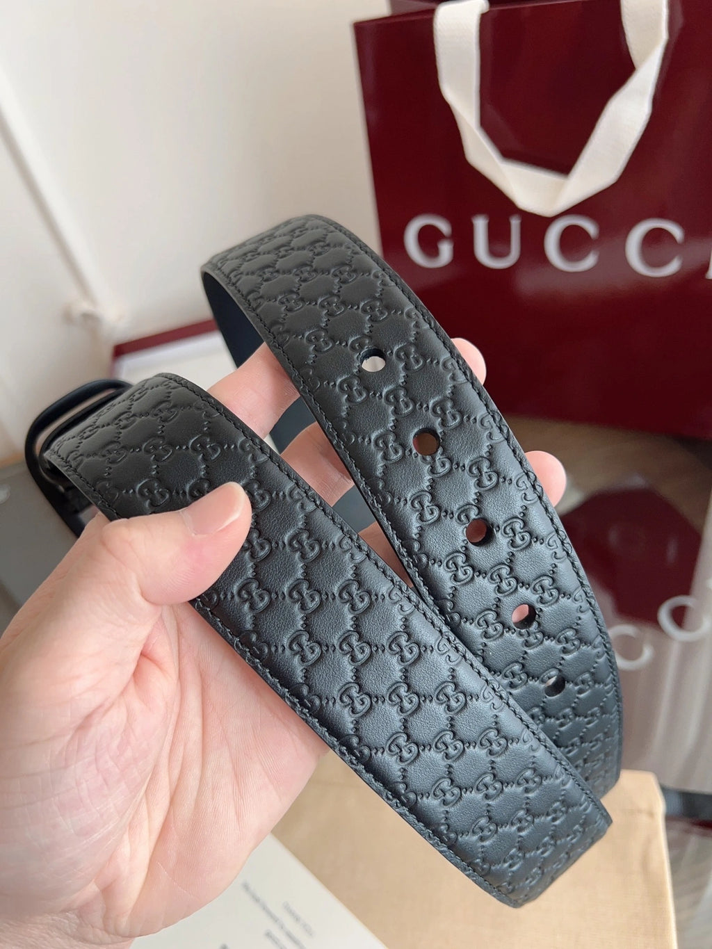 Gucci Signature Leather Belt Black - Hình 4