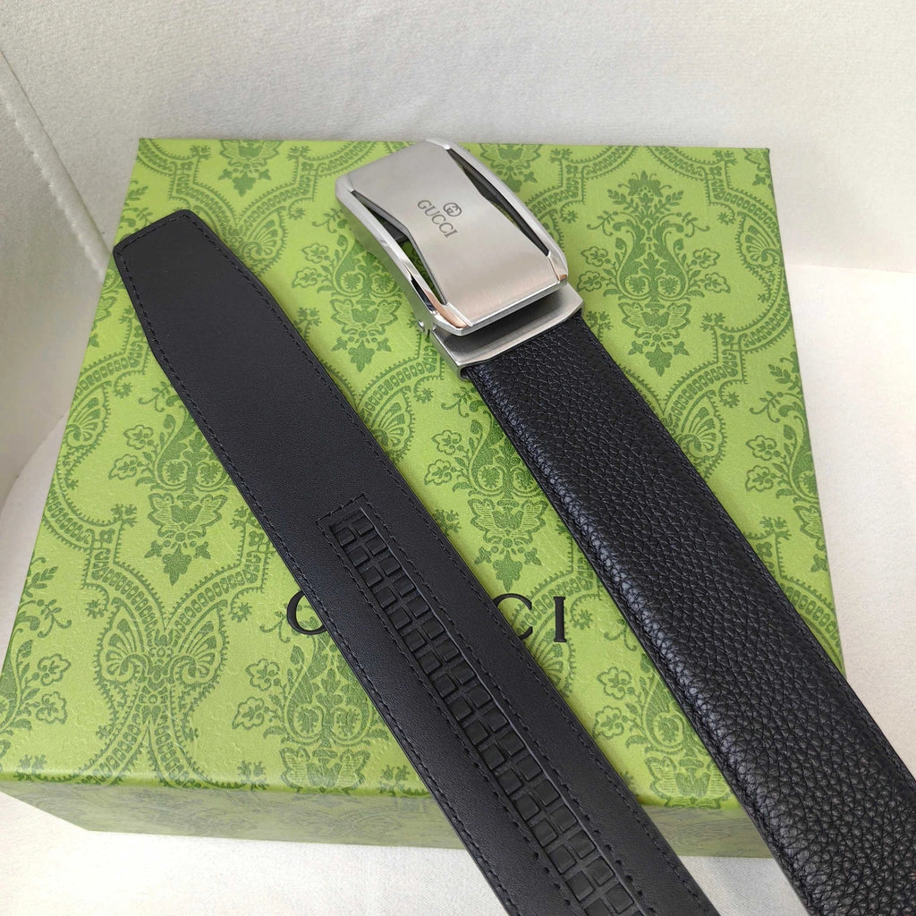 Gucci Premium Leather Belt with Silver Buckle - Hình 5