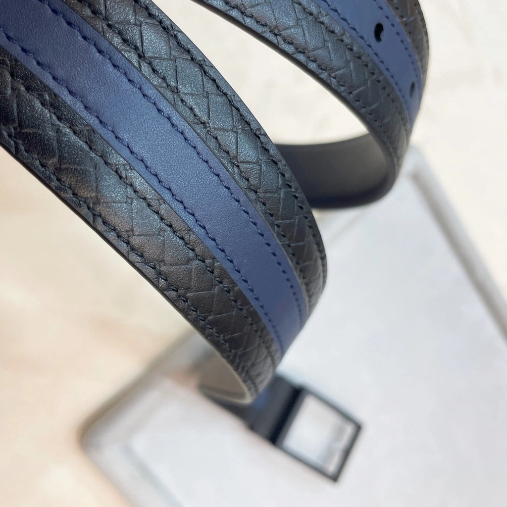 Black and Blue Premium Leather Belt Bottega Veneta Inspired - Hình 5