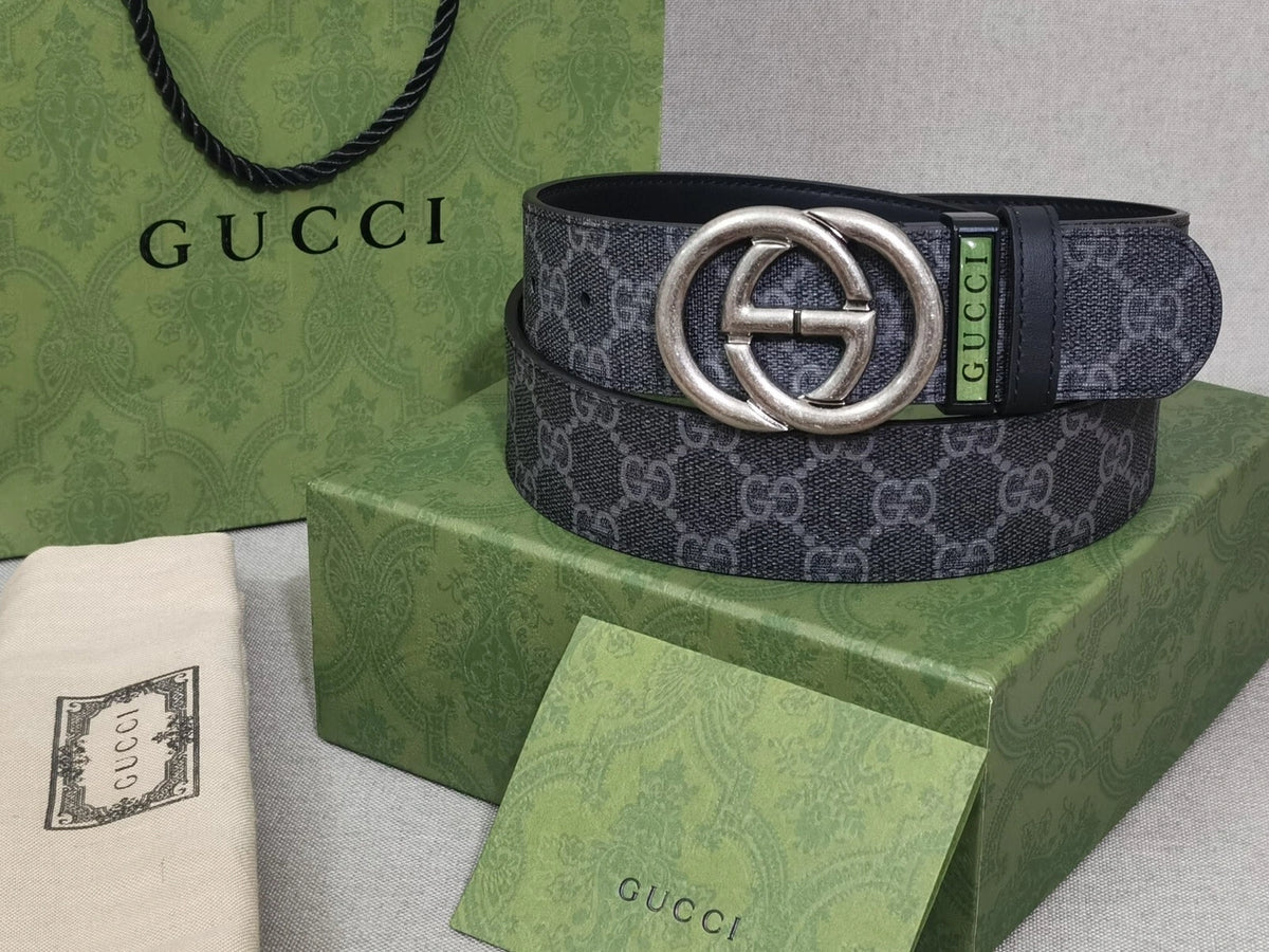 Gucci Grey Supreme GG Belt in original packaging - Hình 5