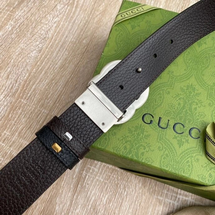 Gucci Premium Leather Belt with GG Buckle - Hình 5