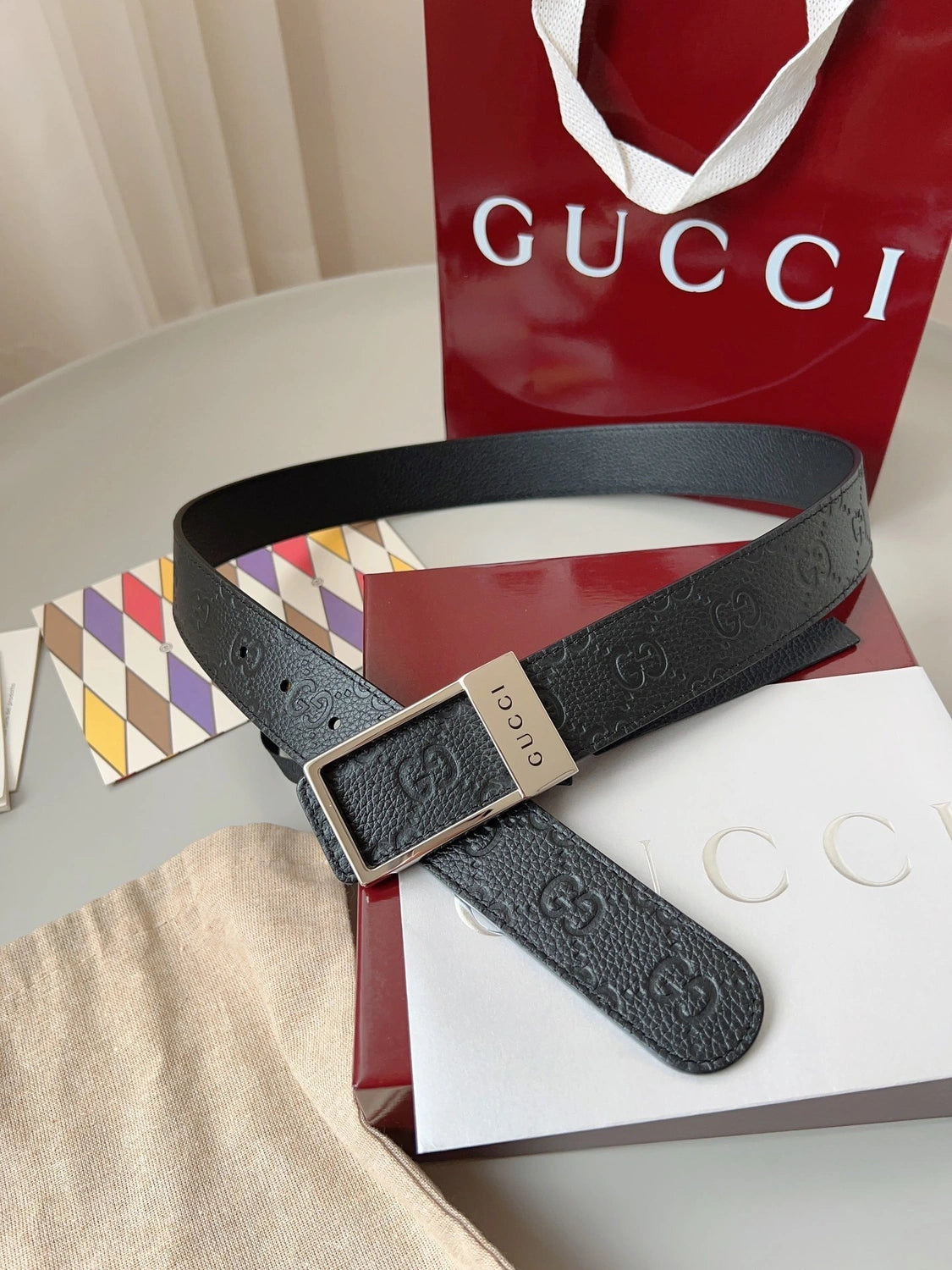 Gucci Premium Quality Black Leather Belt - Hình 5