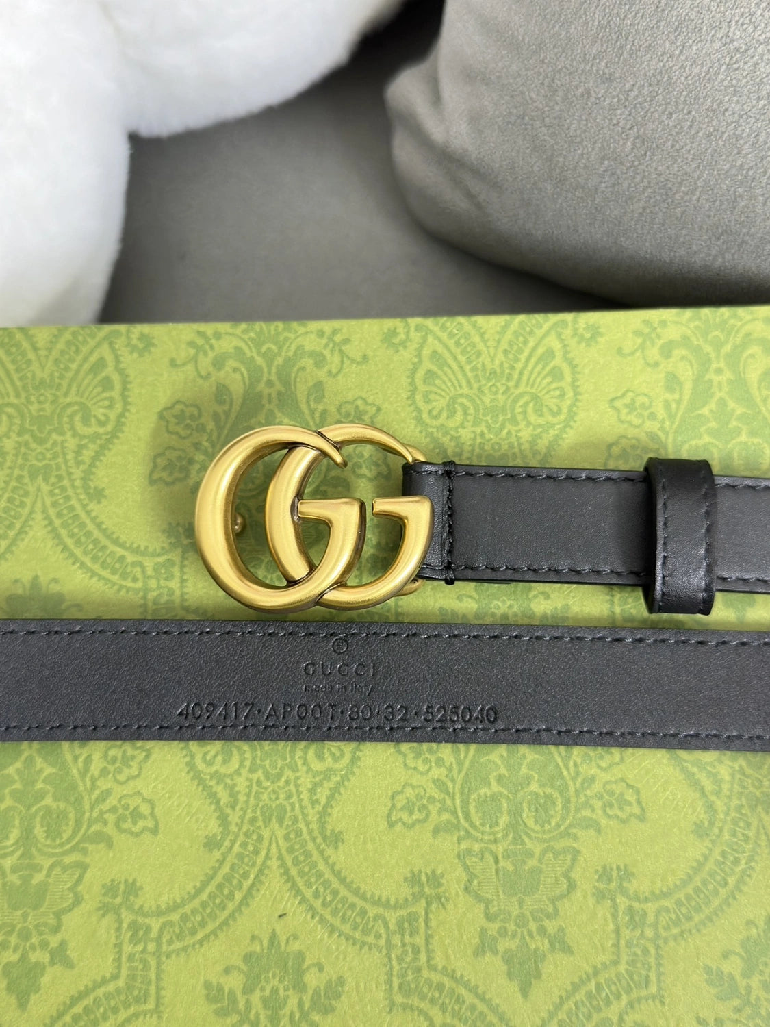 Gucci Black Leather Belt with Gold GG Buckle - Hình 5