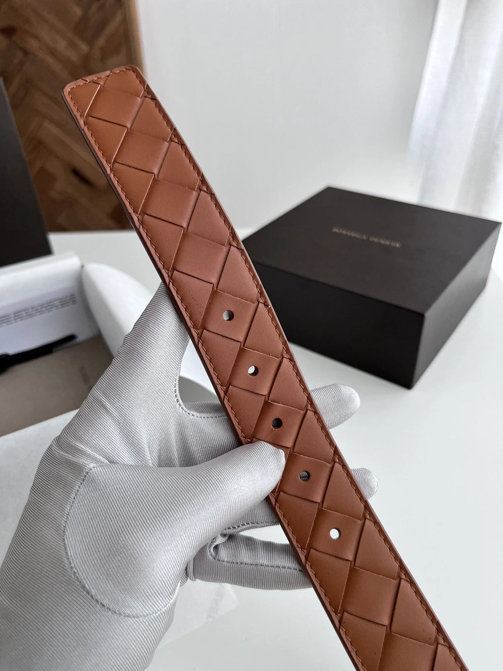Premium Braided Leather Belt with Silver Buckle - Hình 5