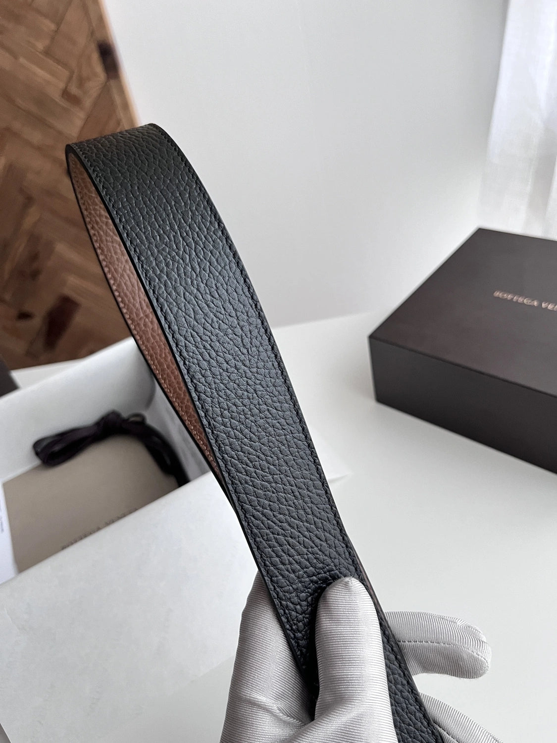 Premium Black Leather Belt with Silver Buckle - Hình 5