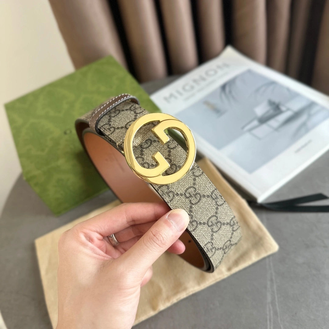 Gucci Blondie Belt with Gold G Buckle - Hình 3