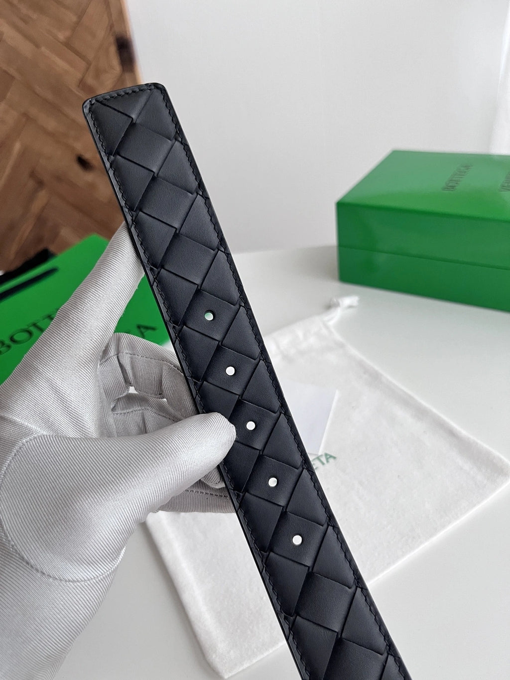 Premium Woven Leather Belt with Silver Buckle - Hình 5