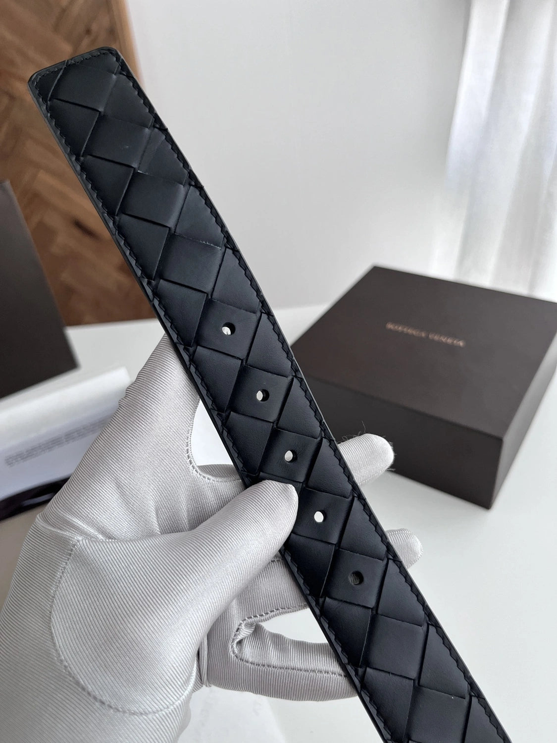 Premium Woven Leather Belt with Silver Buckle - Hình 5