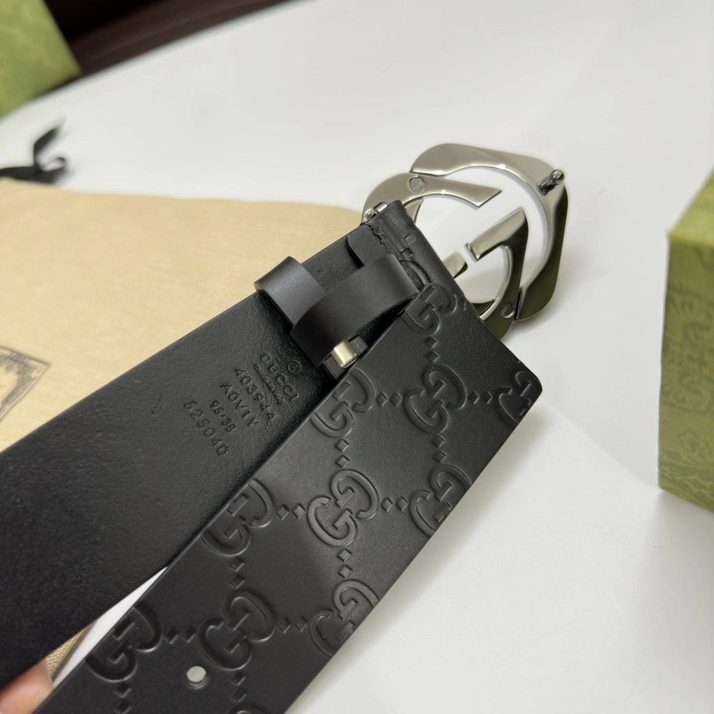 Premium Black Leather Belt with Designer Buckle - Hình 5