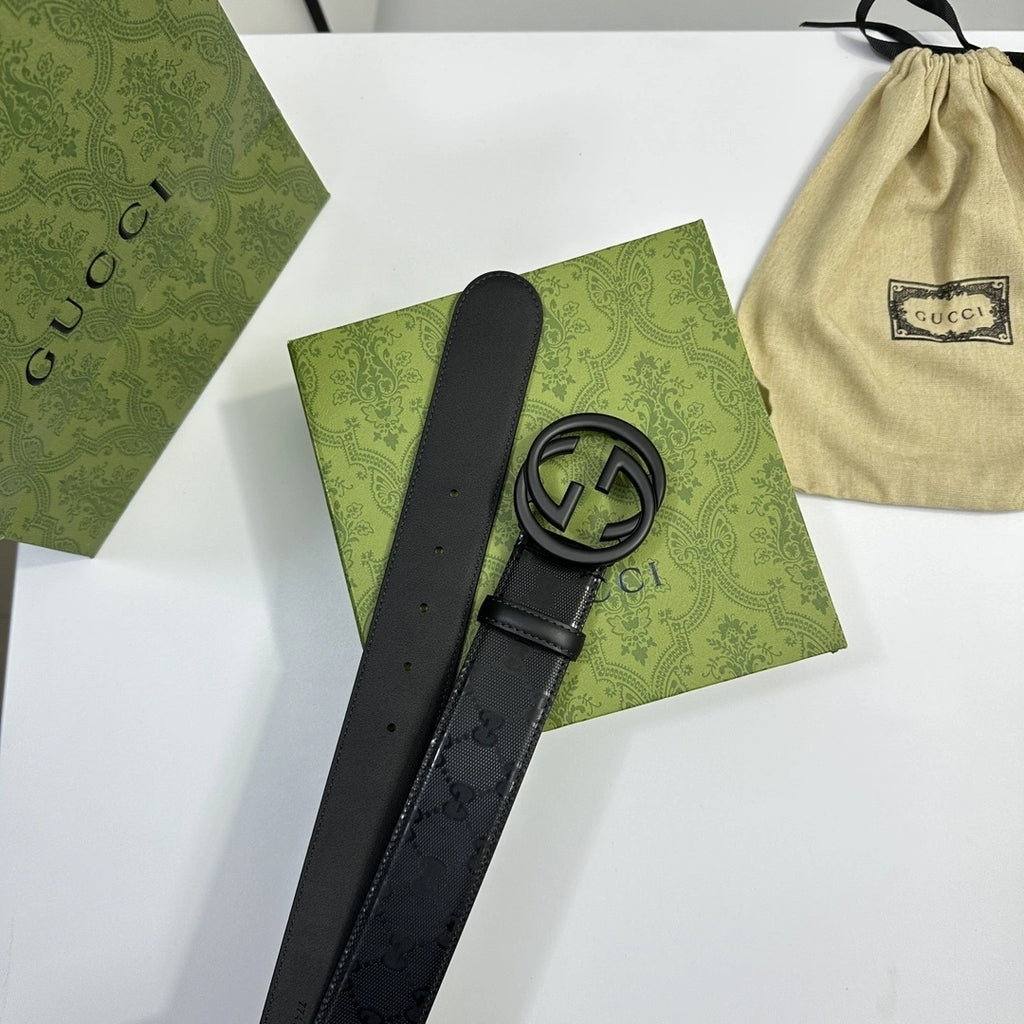 Gucci matte black belt luxury - Hình 5