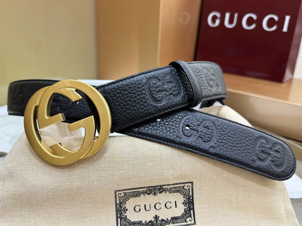 Gucci Premium Leather Belt with Gold GG Buckle - Hình 5