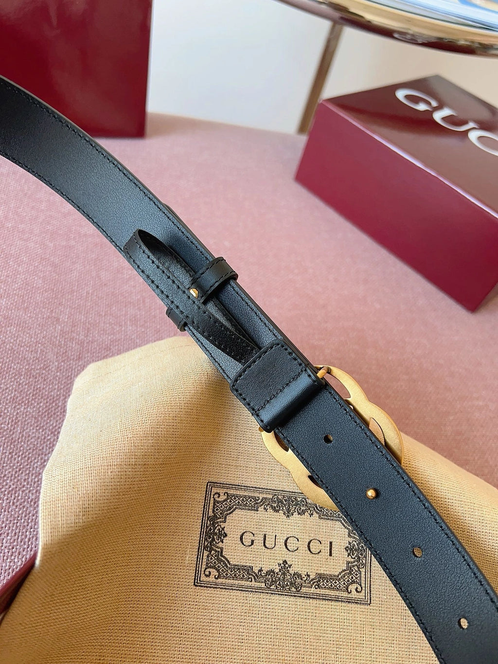 Gucci Premium Leather Belt with Gold GG Buckle - Hình 5