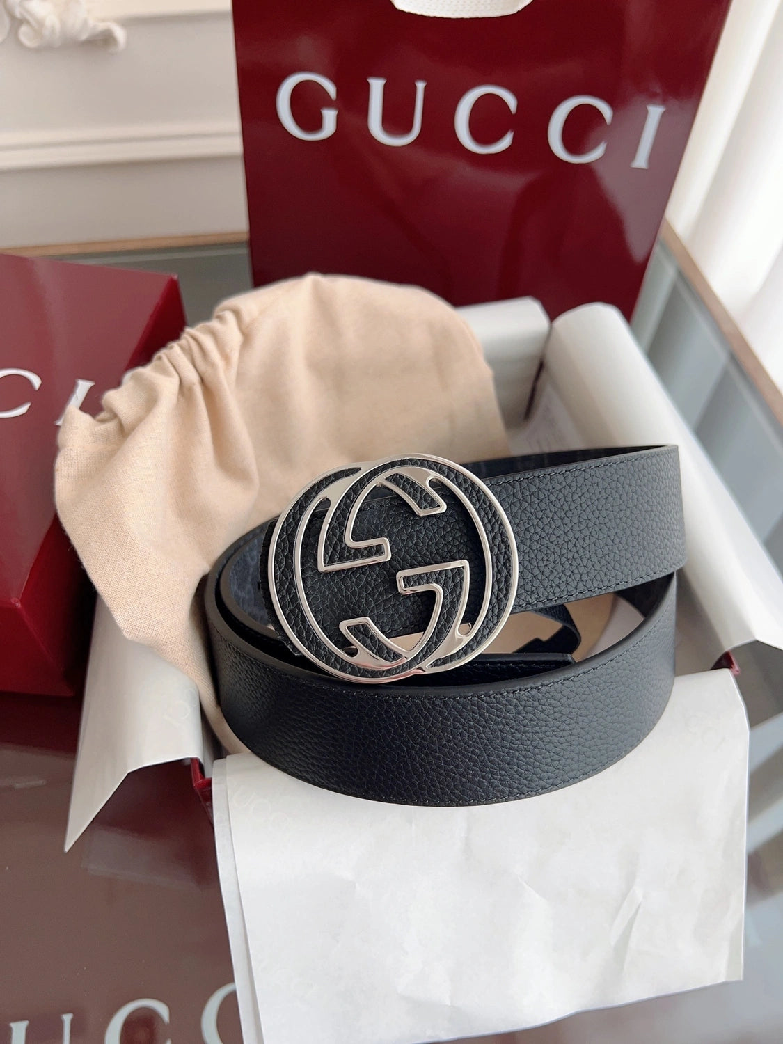 Gucci GG Marmont Reversible Leather Belt - Hình 5