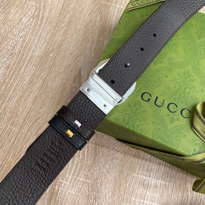 Gucci Leather Belt with GG Buckle - Hình 5
