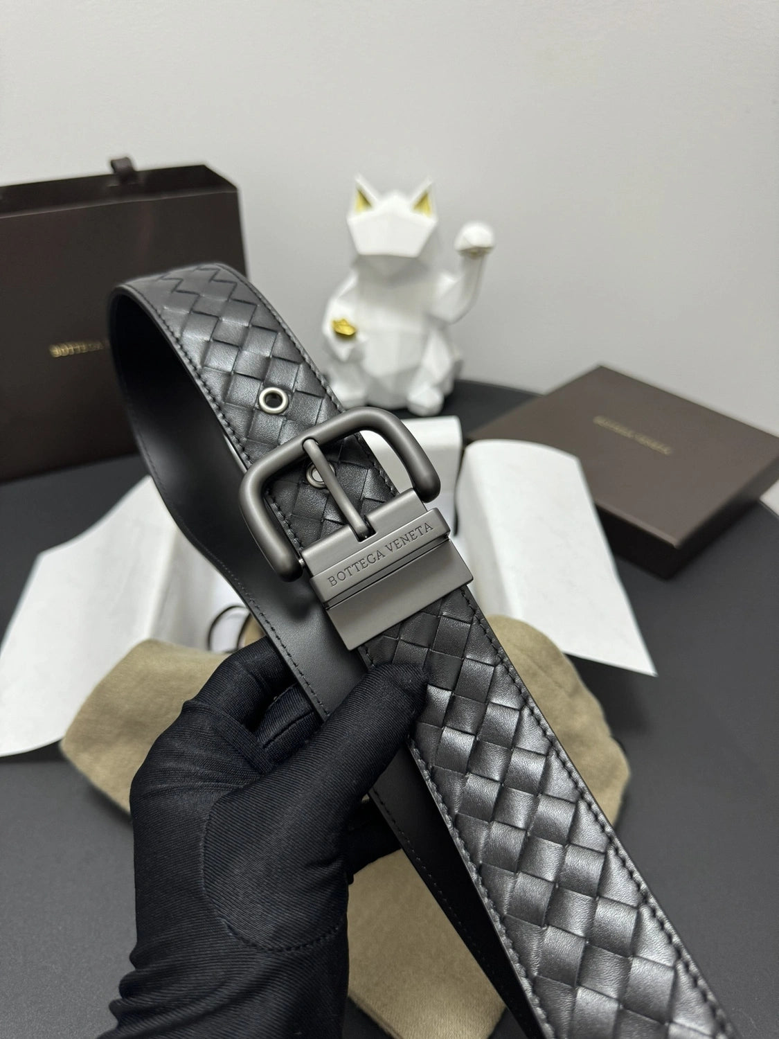 Bottega Veneta Premium Woven Leather Belt - Hình 5