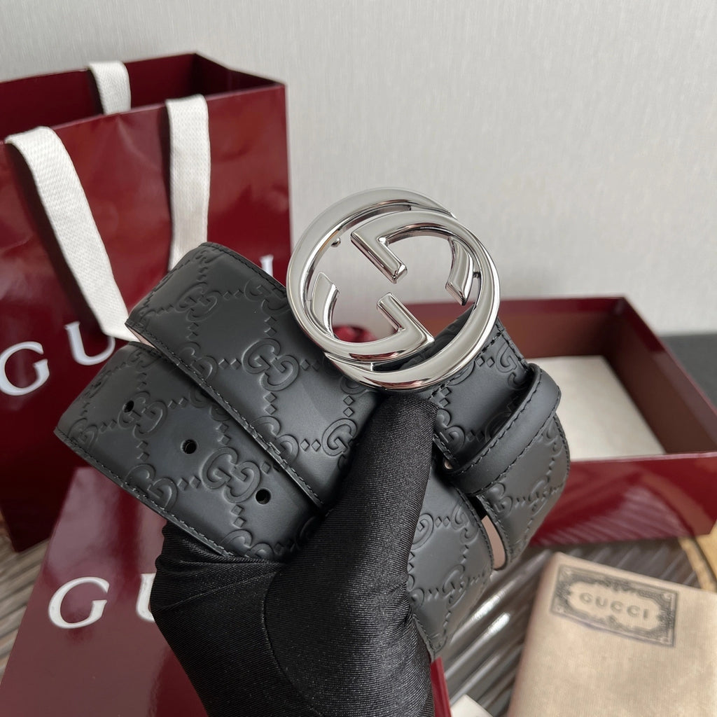 Gucci Premium Leather Belt with GG Buckle - Hình 5