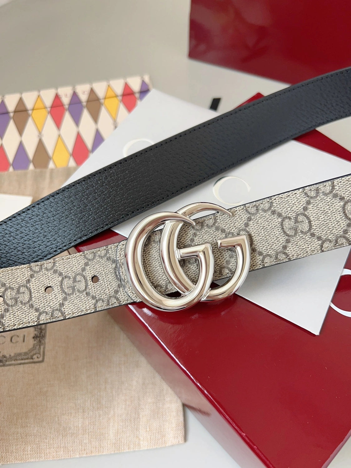 Gucci Inspired Belt with Double G Buckle - Hình 5
