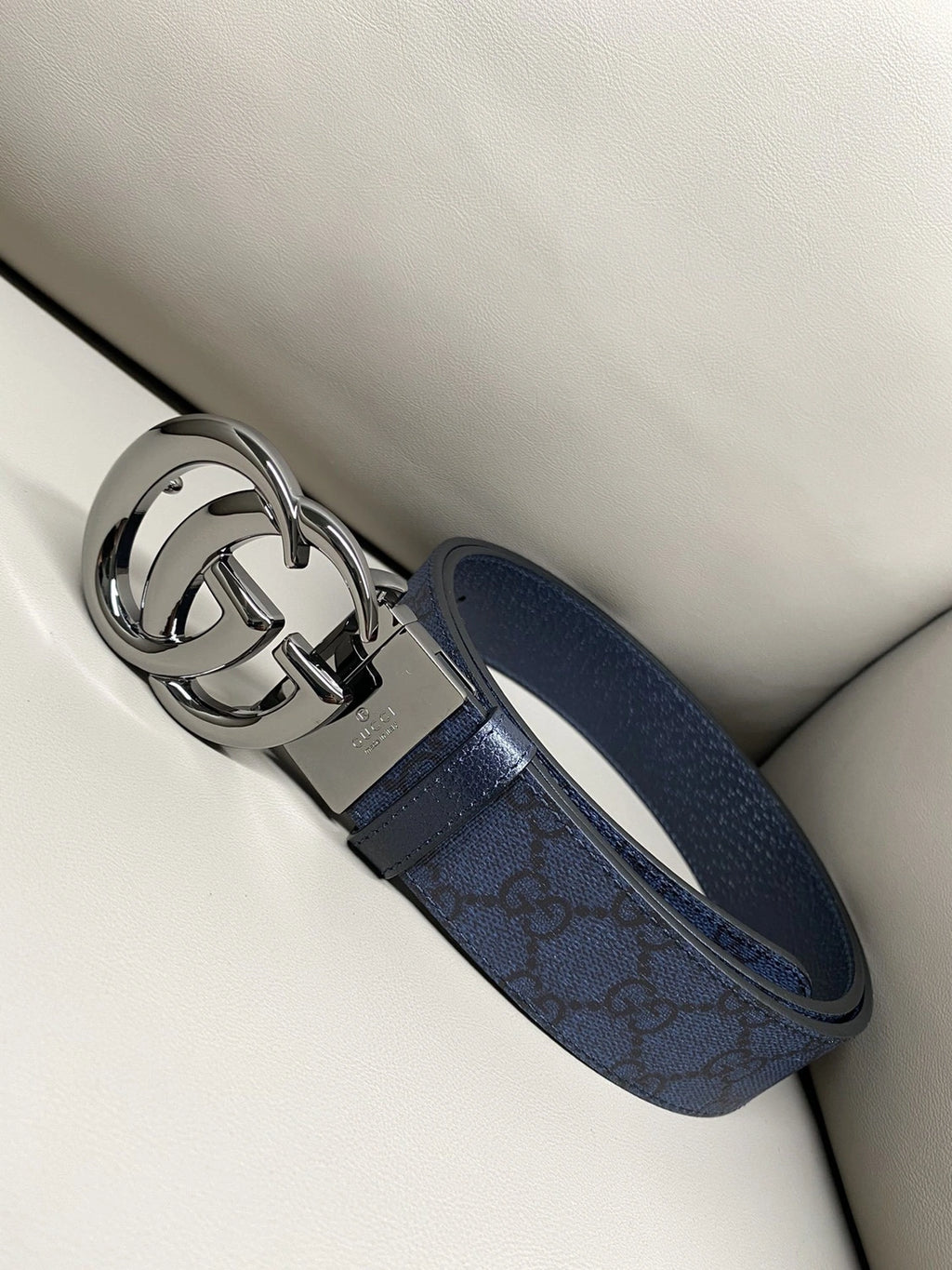 Premium Blue GG Belt with Silver Buckle - Hình 5