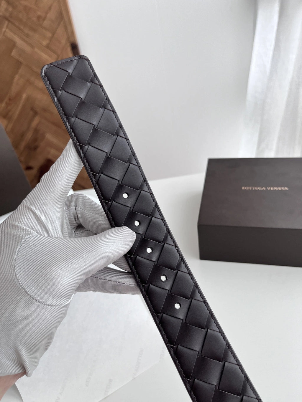 Premium Woven Leather Belt Dark Brown - Hình 5