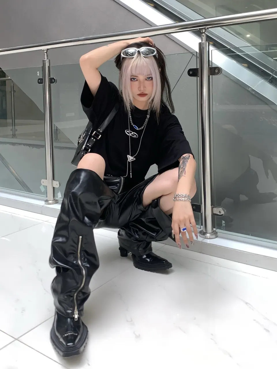 modern Prada Silver Logo Chain Necklace - Hình 5