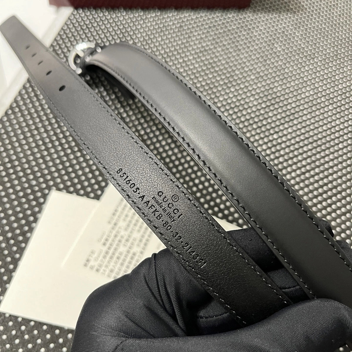 Premium Black Leather Belt with GG Charm Detail - Hình 4