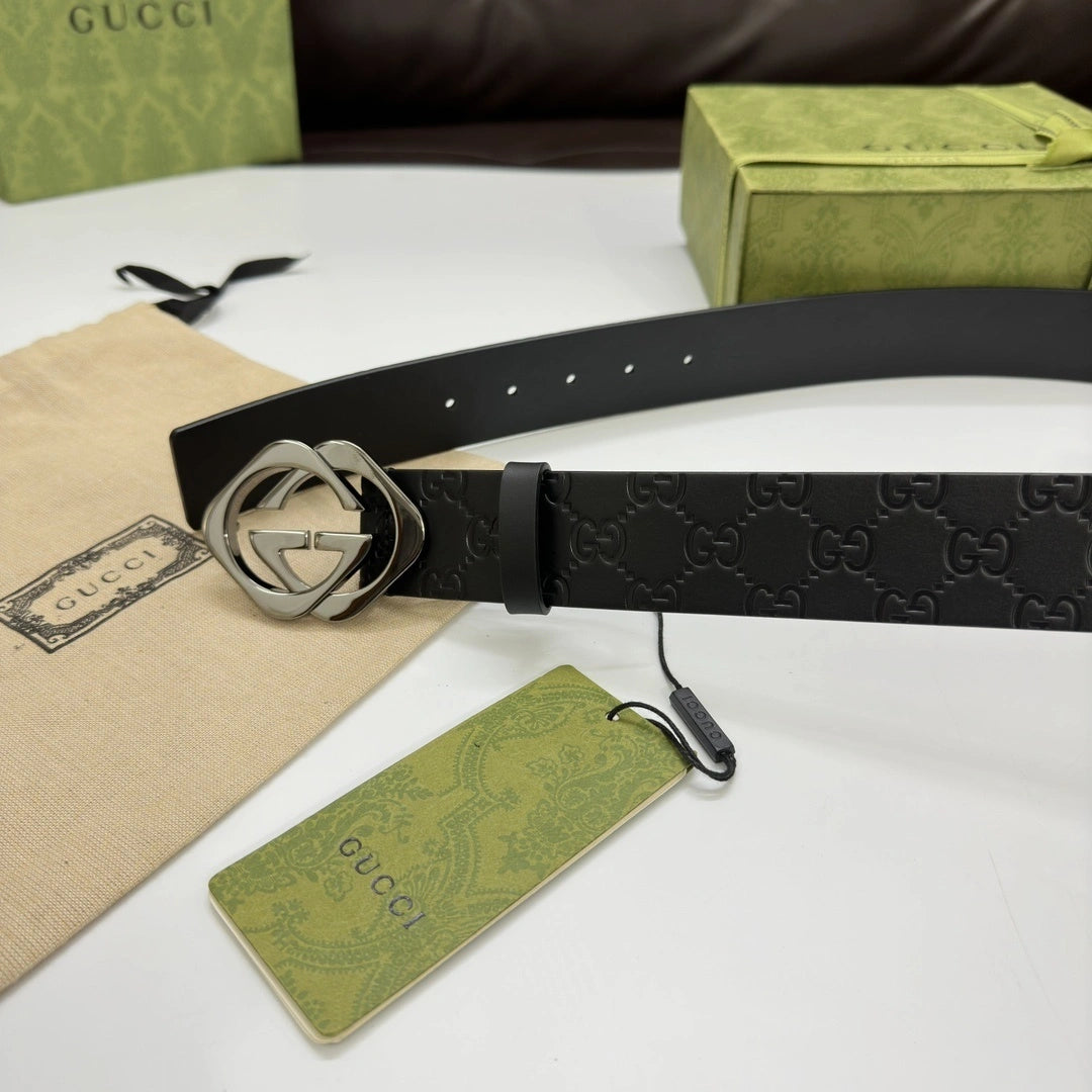 Premium Black Leather Belt with Designer Buckle - Hình 6