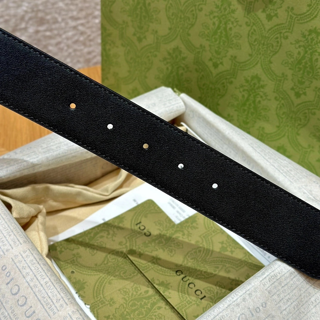 Gucci Interlocking G Black Leather Belt - Hình 6