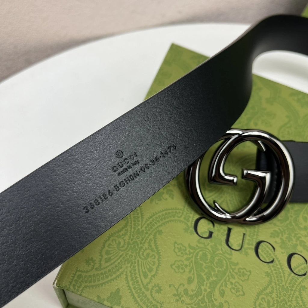 Premium Leather Belt with GG Buckle - Hình 6