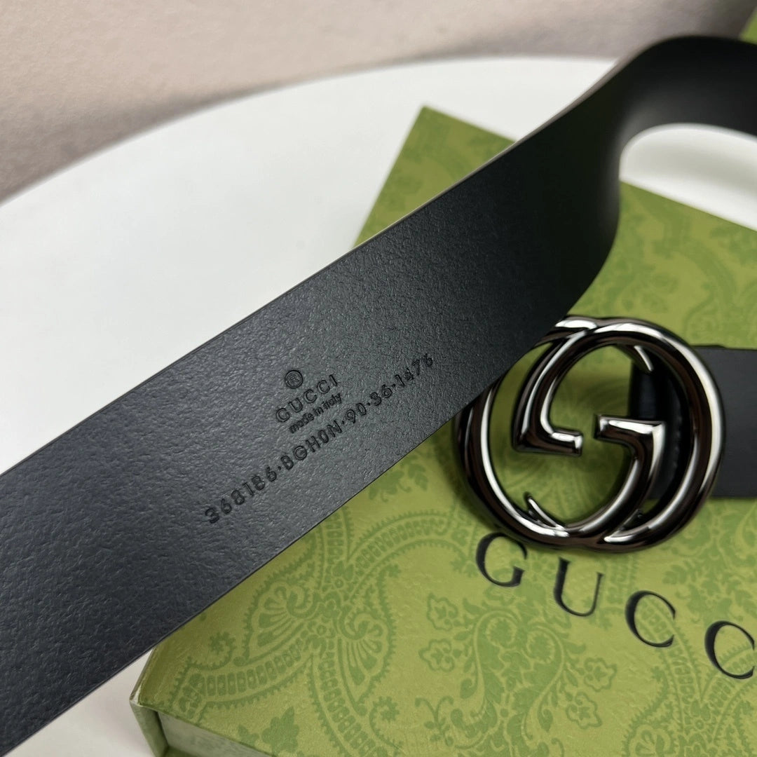 Premium Leather Belt with GG Buckle - Hình 6