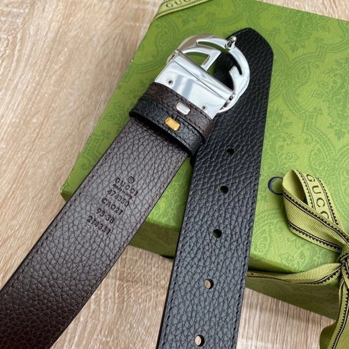 Gucci Leather Belt with GG Buckle - Hình 6