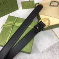 Gucci Leather Belt with Gold GG Buckle