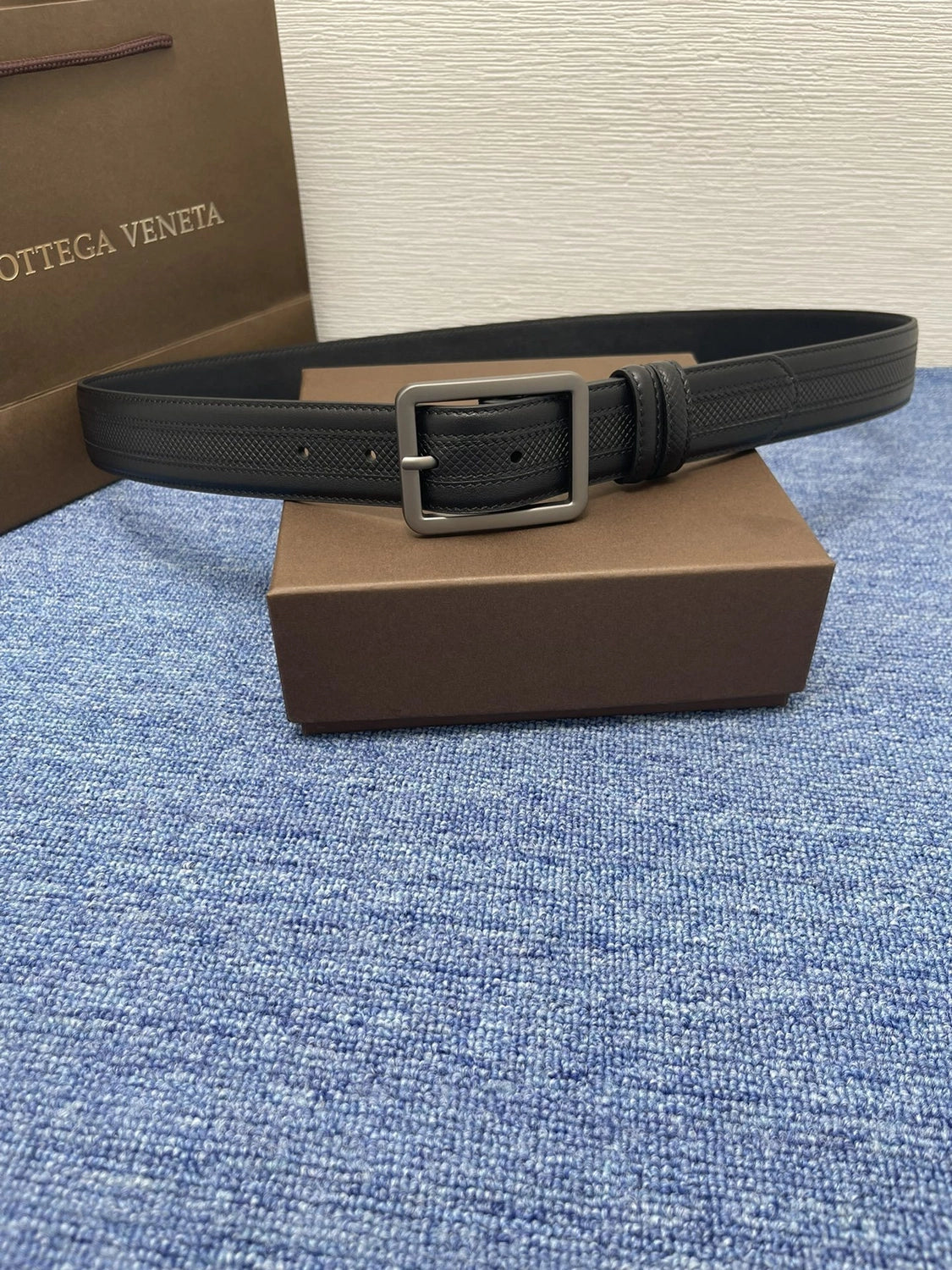 Premium Black Leather Belt with Metal Buckle - Hình 6
