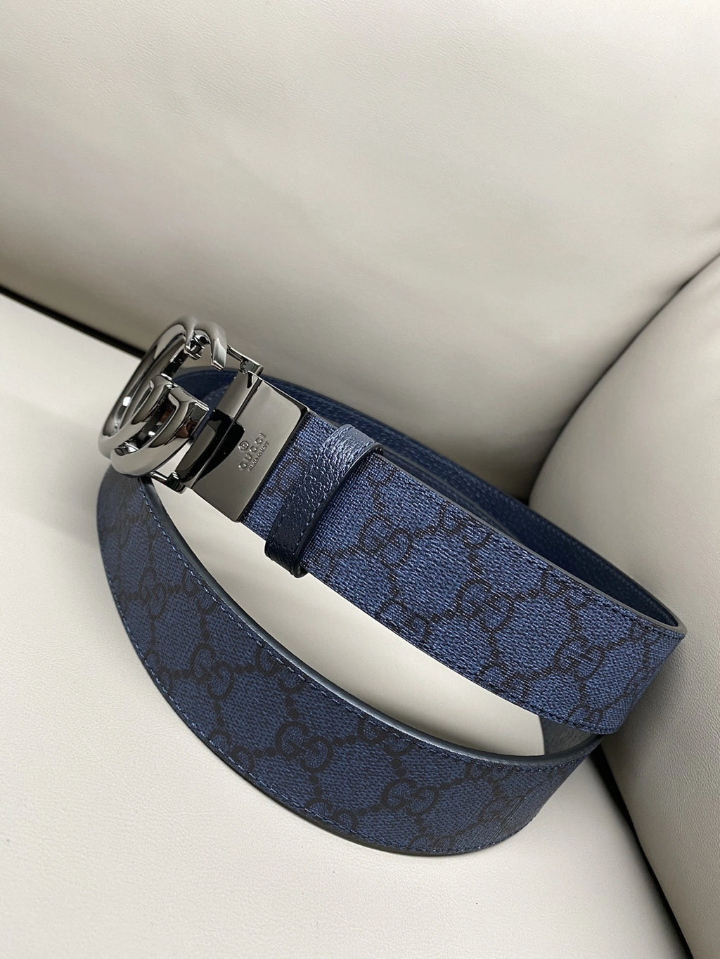 Premium Blue GG Belt with Silver Buckle - Hình 6
